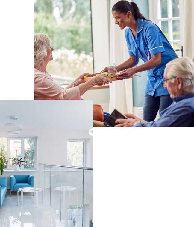 A surgery waiting room and a care home