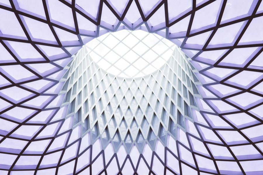 Circular ceiling with purple lighting
