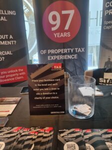 Bowl to add business cards to for prize draw